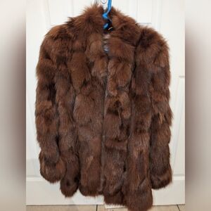 Genuine red fox fur coat
